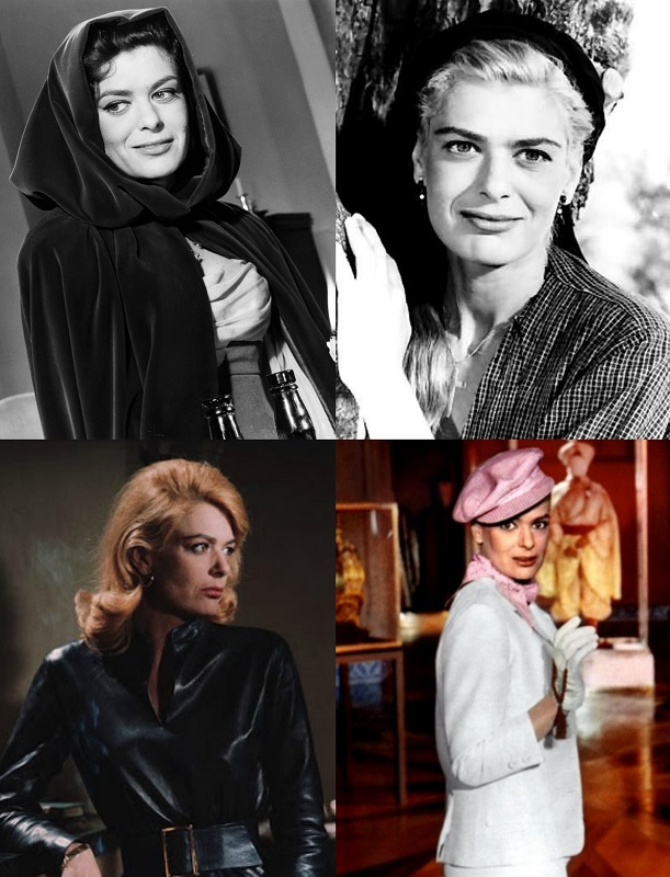 Πρωταγωνίστρια σε διεθνείς παραγωγές-Από πάνω αριστερά: "Η τσιγγάνα και ο τζέντλεμαν (1958), "Ο Χριστός ξανασταυρώνεται" (1957), "Οι νικητές" (1963), "Τοπ Καπί" (1964).
