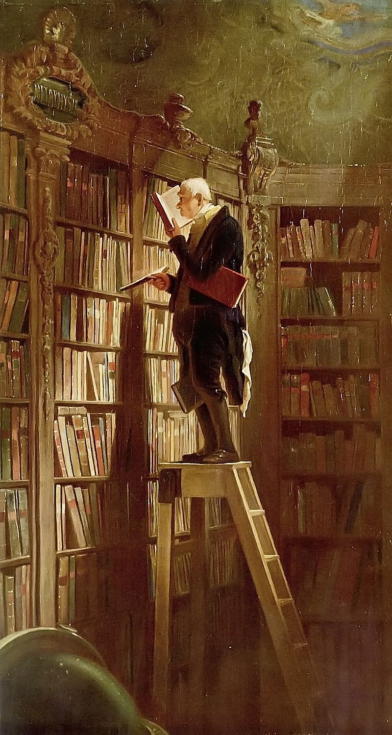 «Ο Βιβλιοφάγος», πίνακας του γερμανού ζωγράφου και ποιητή Carl Spitzweg (1850).