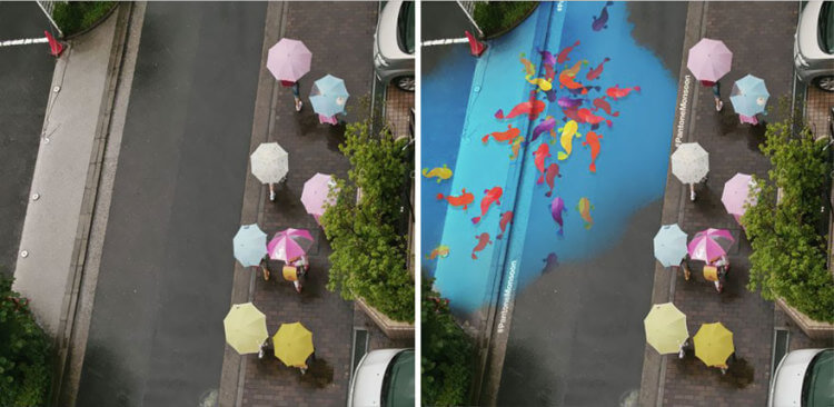 Project Monsoon: Τοιχογραφίες στους δρόμους της Σεούλ εμφανίζονται με την βροχή