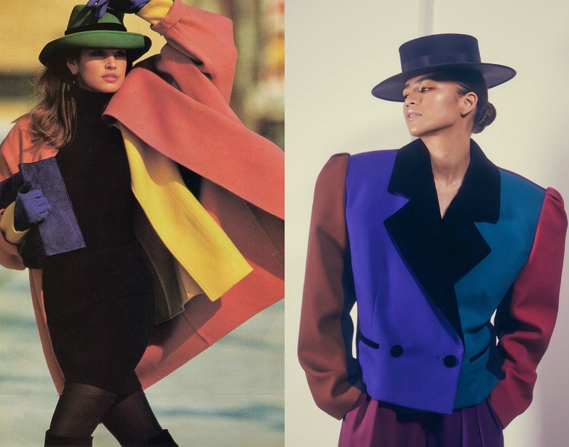 Αριστερά, Cindy Crawford, ELLE, 1987 - δεξιά Zendaya, Marc Jacobs, 2018. 80s Μόδα