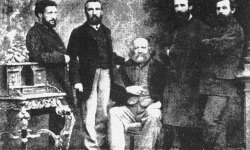 Ο Μπακούνιν μαζί με αναρχικούς συντρόφους του το 1869.